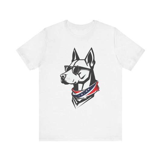 Cool Dog Graphic Unisex Jersey Tee - Patriotic Style